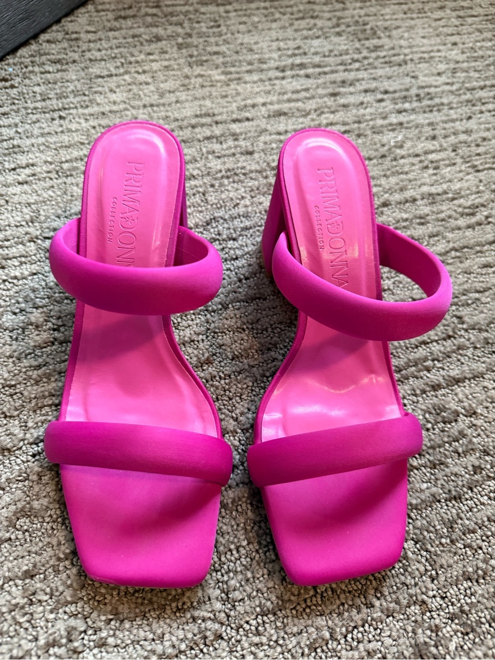 Prima Donna Hot Pink Double Band Square-Toe Block Heels